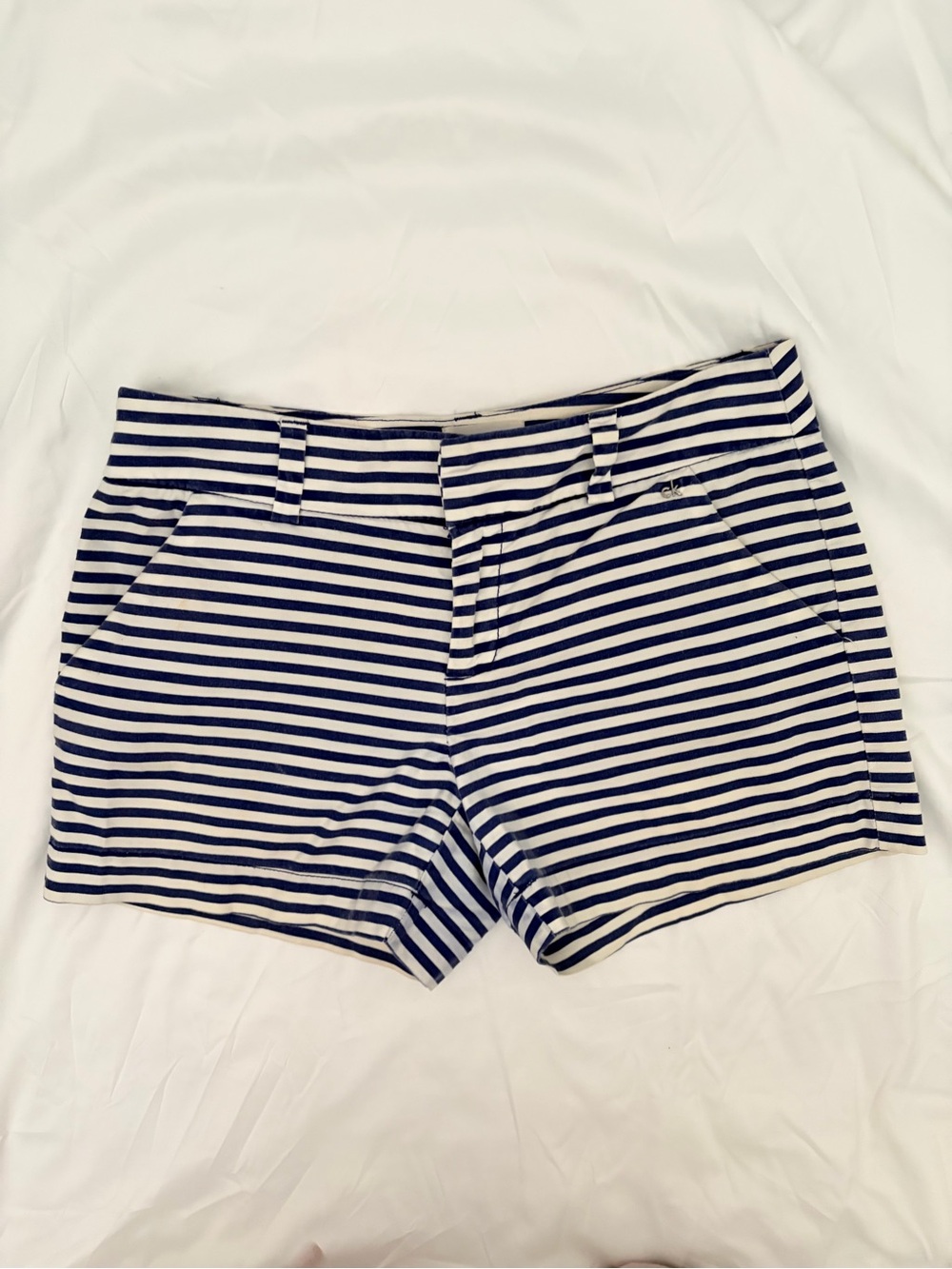 Calvin Klein Navy & White Striped Bermuda Shorts